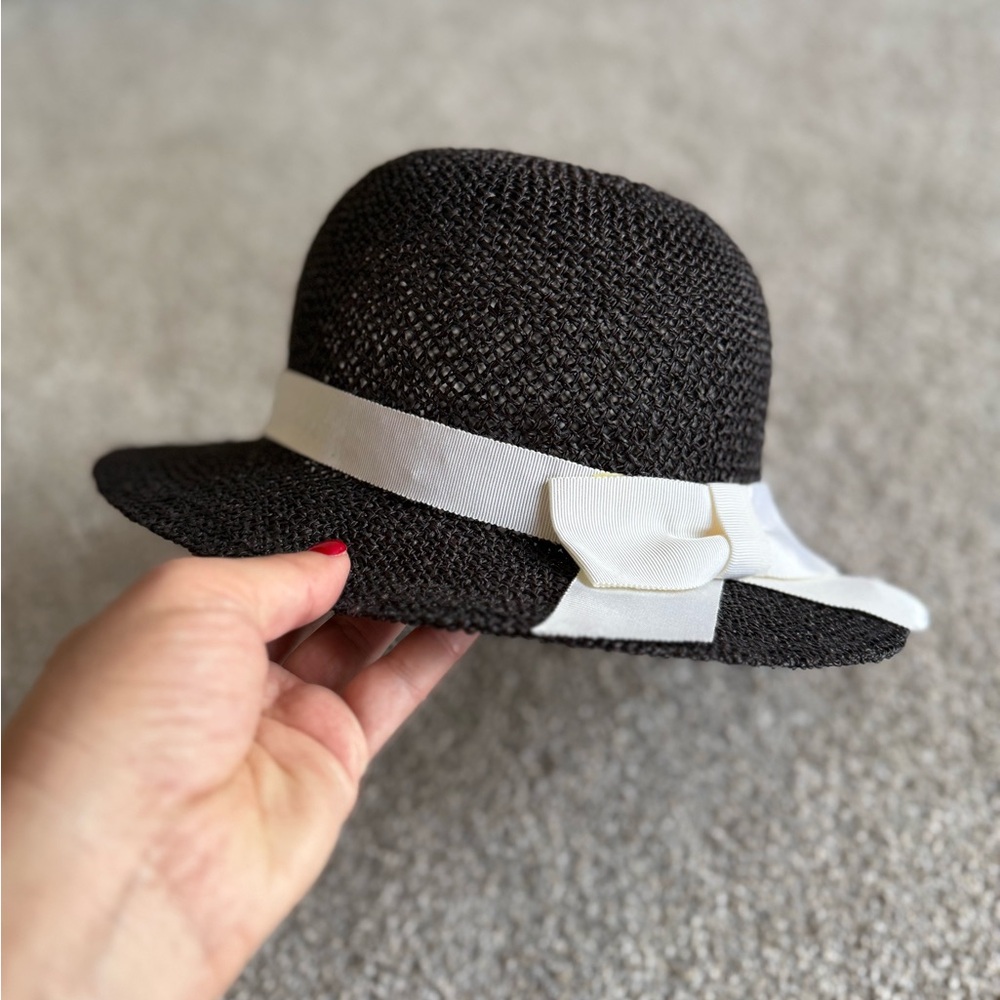 Black Summer Hat with White Ribbon